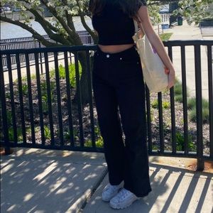 Wide-leg twill pants